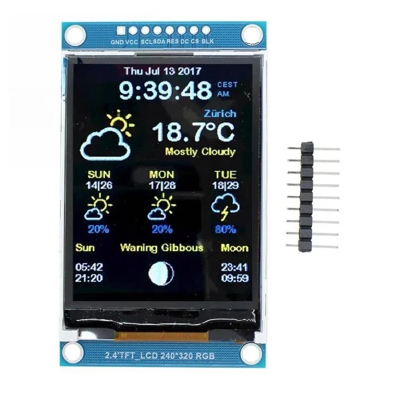 2.4inch TFT LCD SPI 240*320 TFT color screen display module for ILI9341 driver 5PCS
