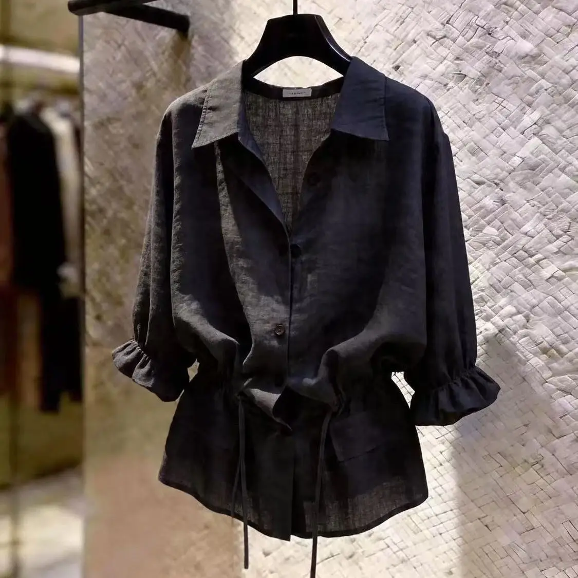 2026 Blusas Mujer De Moda Black Blouses Women's Clothing Temperament Lady Tops Tunic Bandage Short Sleeve Summer Blouse Shirt