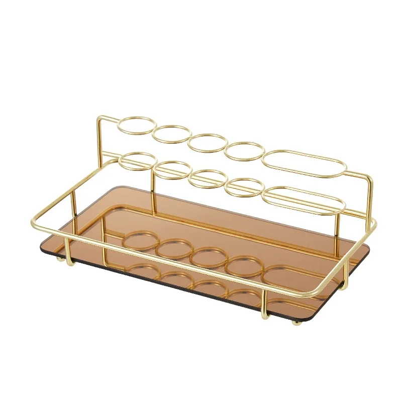 Household desktop lipstick eyebrow pencil storage rack, light luxury cosmetics shelf