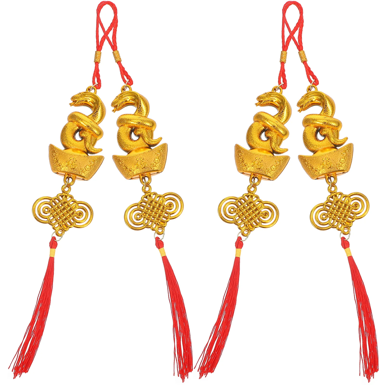 

4 Pcs Year Snake Tassel 2025 Pendant Locket Spring Festival Supplies Golden of The Lid