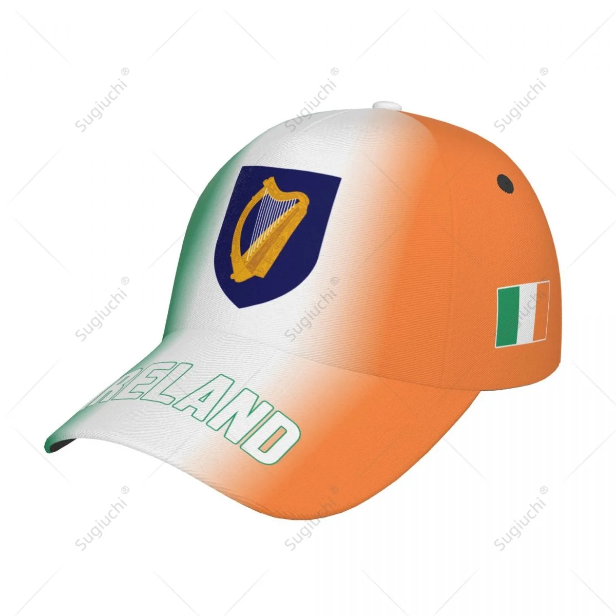 

Бейсболка унисекс с градиентным цветом и 3D-печатью с изображением флага Ирландии для тенниса, активного отдыха, велоспорта, гольфа и любителей бейсбола