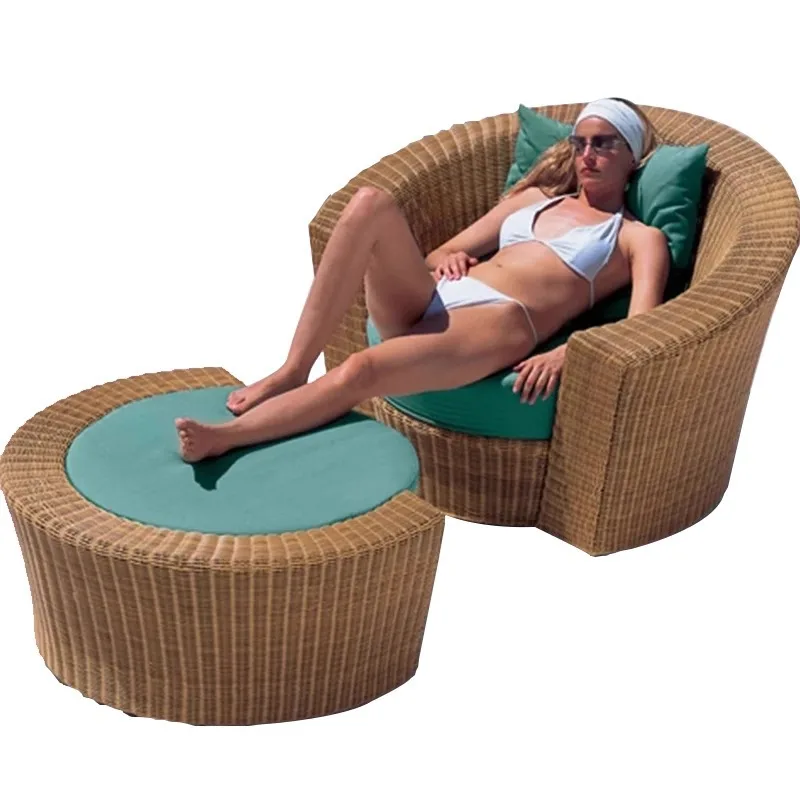 

Outdoor courtyard bed villa hotel B & B waterproof and sunscreen open-air balcony leisure rattan sofa Nordic design