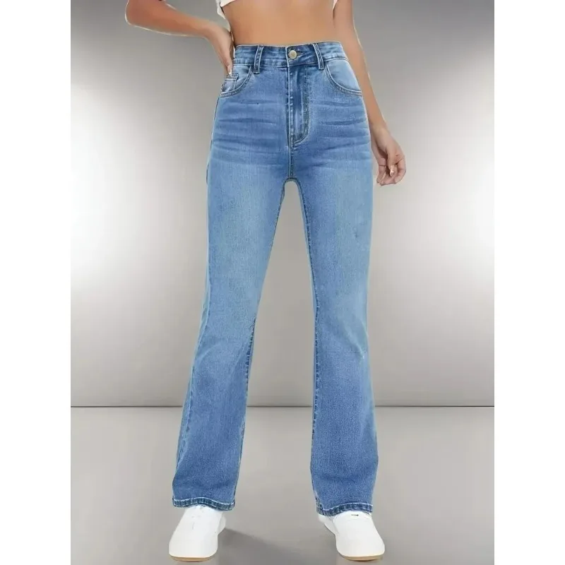

2025 New European And American Style Casual Versatile High Waist Washed Blend Jeans Slimming Pants For Women
