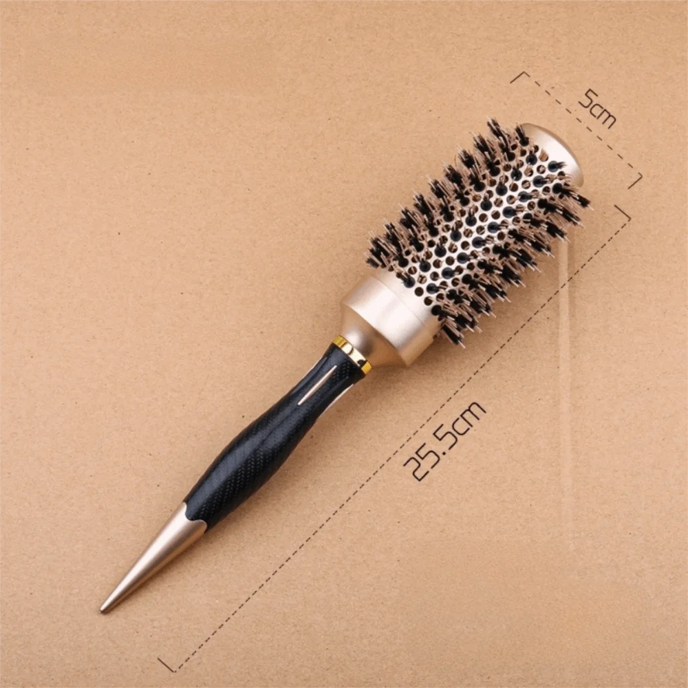 New Anti-Static Hair Brush Heat Resistant Professional Hair Roller Brush Rolling Boar Bristle Round Hair Comb Hairdresser