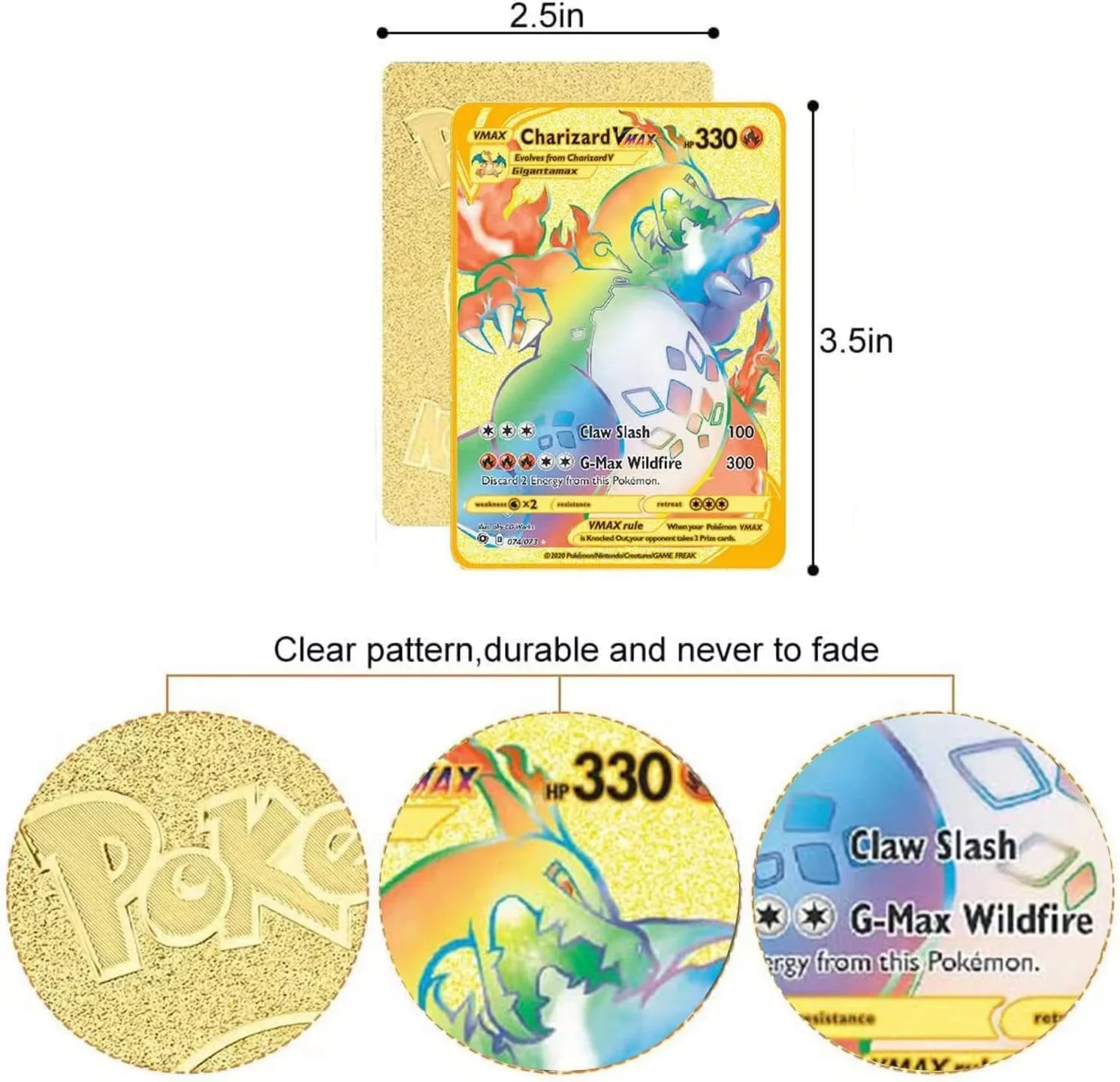 Newest Pokemon Vmax V GX EX Shiny Gold Metal Card PV French Game Tag Team Fighting Ordering Series Child Christmas Gift