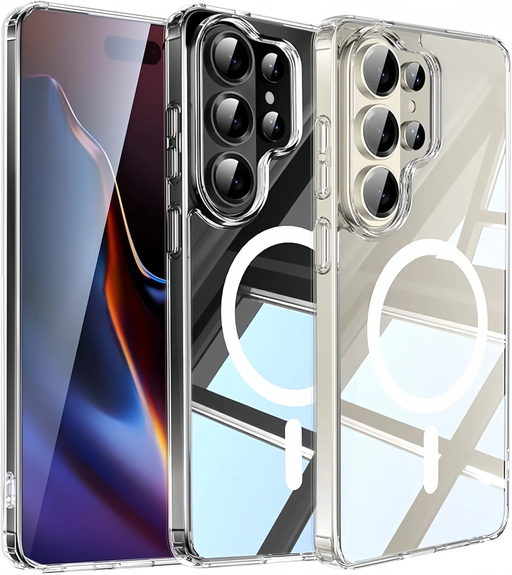 Magnetic Compatible For Samsung Galaxy S26 25 Ultra Plus FE Edge Case Non-Yellowing Protective Shockproof Phone Cover  - Clear