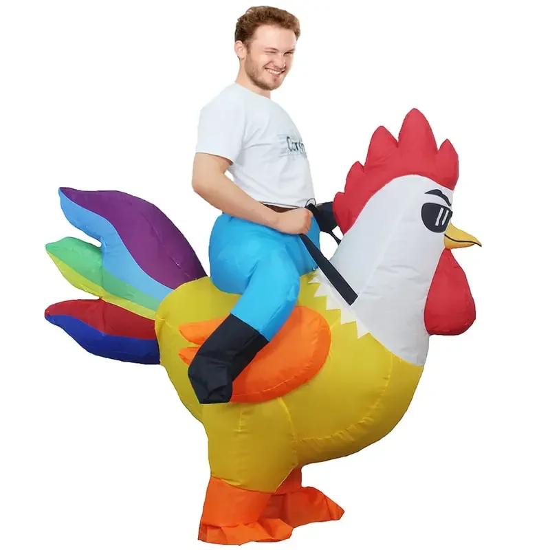 EE01 Inflatable Rooster เครื่องแต่งกายสําหรับเด็กผู้ใหญ่แฟนซี Blow Up ชุดสําหรับปาร์ตี้ฮาโลวีนคอสเพลย์เครื่องแต่งกายตลก Carnival Mascot & 0Ww
