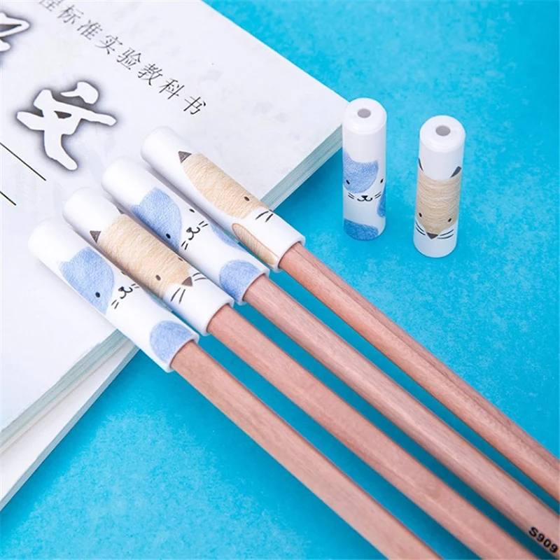 6Pcs/Set Plastic Ice Cream Pencil Cap Cute Protective Pencil Caps Student Pencil Extender Pencil Cover Stationery Tools 47*13mm