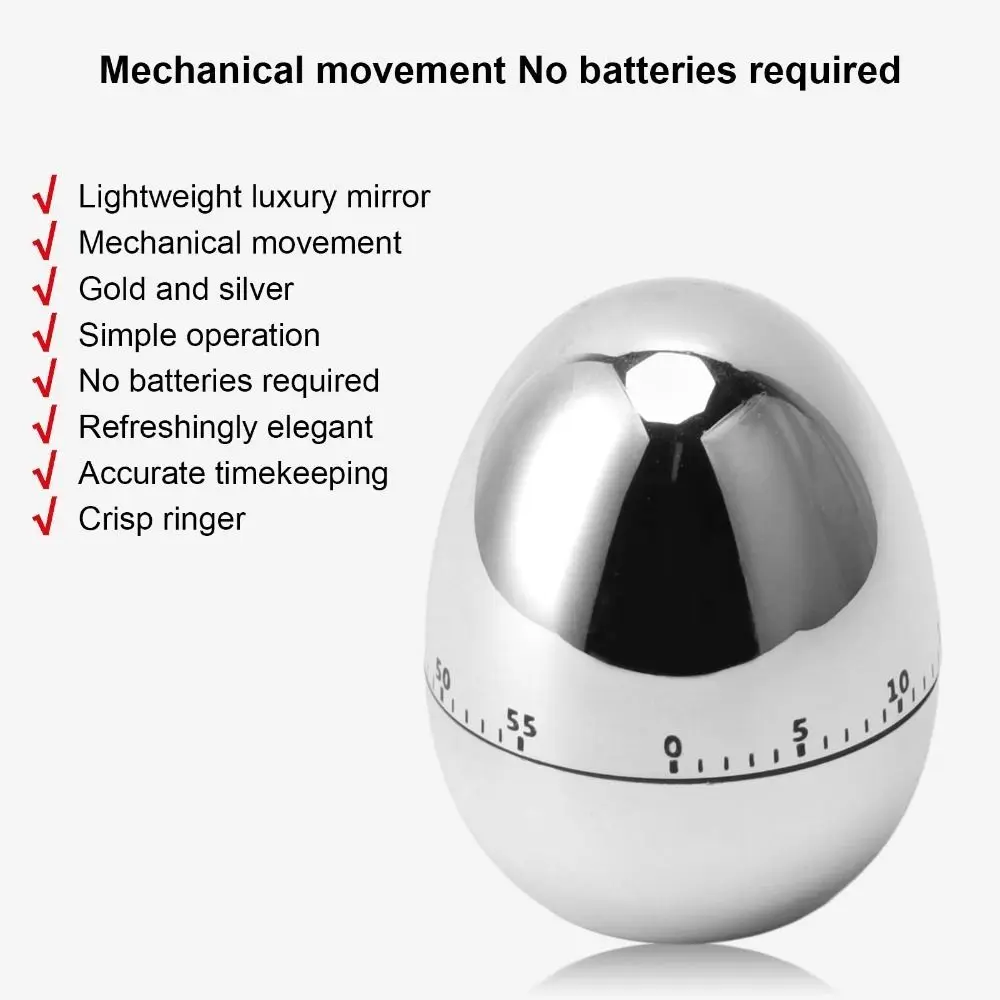 Egg Model Mechanical Timer Manual ABS Cooking Alarm Clock 60 Minutes Gold/Silver Kitchen Countdown Timer Kitchen Cooking