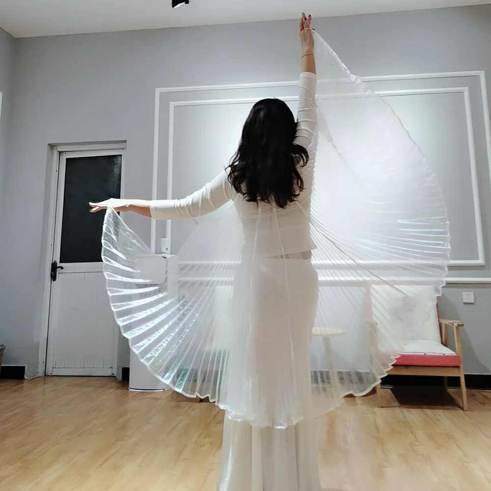 New Adult\'s Belly Dance Wing Symphony Yarn Cloak Hand Hook Dance Performance Props White Transparent Color Hanging Neck Wings