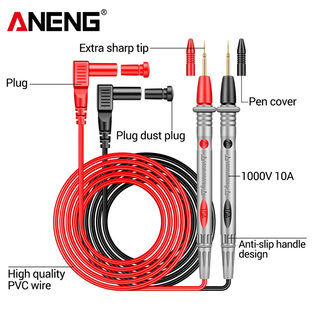 ANENG PT1005B Digital Multimeter Probe Test Leads 1000V 10A Universal Needle Tip Multi Meter Tester Lead Probe Wire Pen Cable