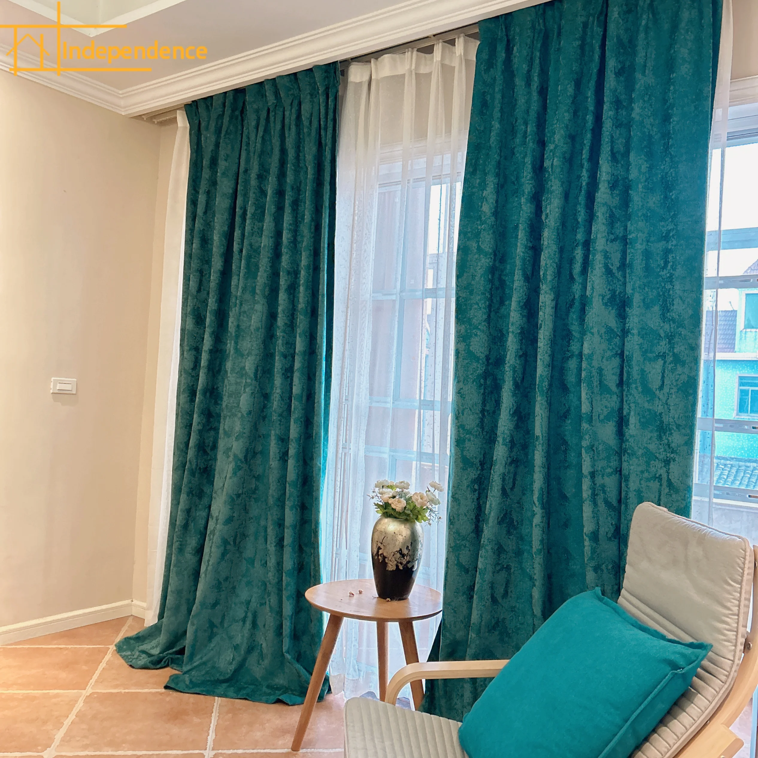 

Новые жаккардовые темно-зеленые байковые занавески из синели для гостиной, спальни, французского окна, балкона, занавеска-перегородка на заказ