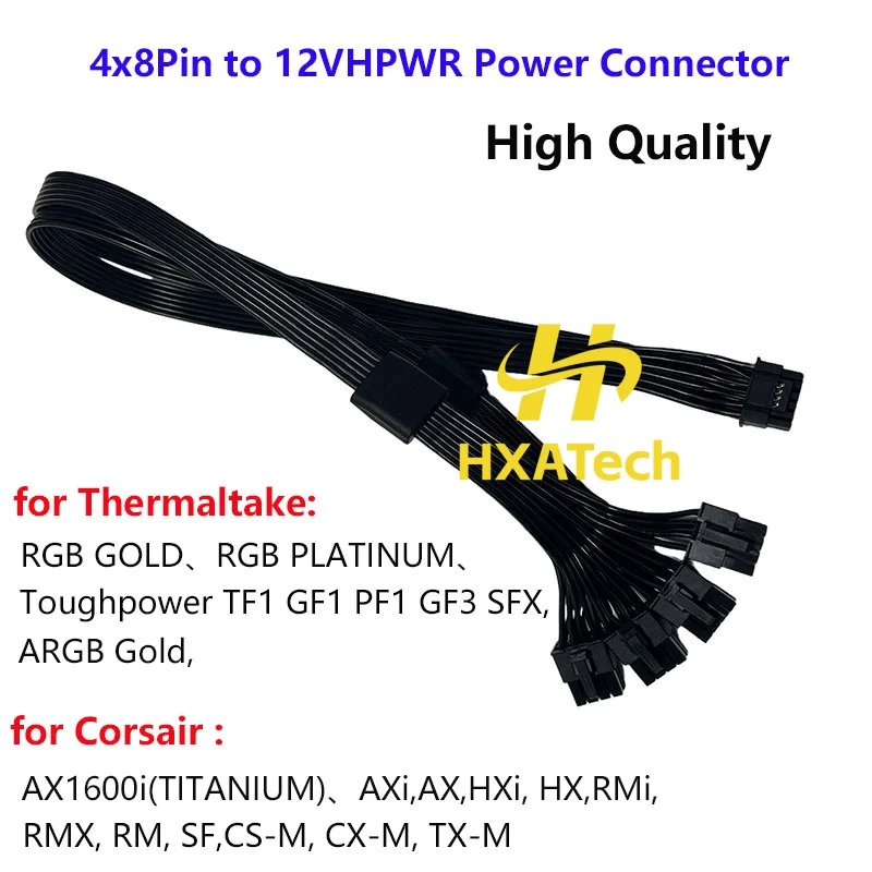 Fullly 8-pin terminal 4x8Pin to 90 Degree Angle 12VHPWR Connector 16Pin(12+4) Male Power Cord for Corsair modular Thermaltake