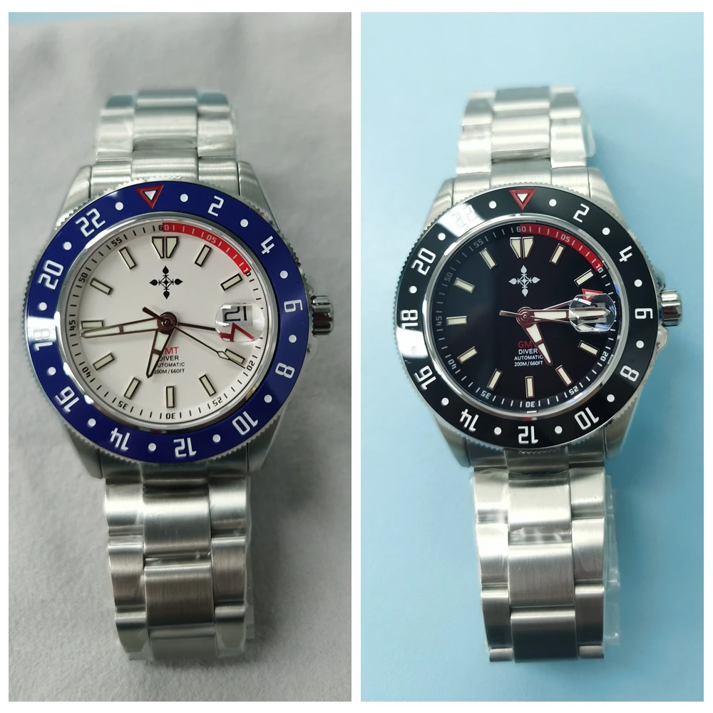 42mm Seig Flamma GMT Automatic Mechanical Watches Mens Sports 200m Diver Watch Stainless Steel Luminous Sapphire Wristwatches