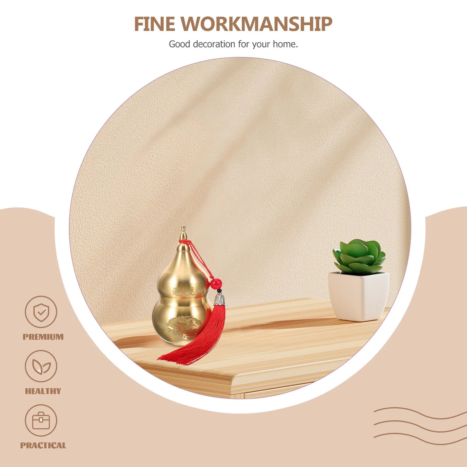 

Brass Gourd Figurine Home Decor Wealth Prosperity nament Gourd Model Vintage Table Craft Gift