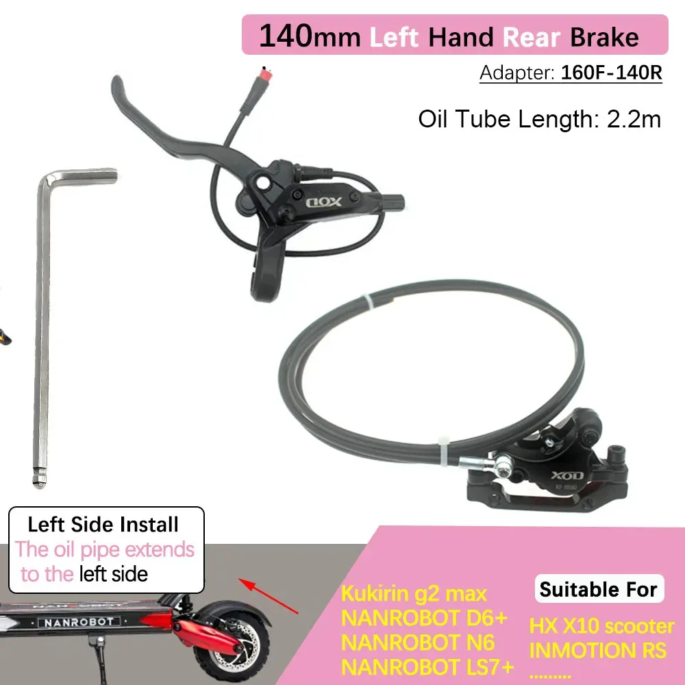 XOD Electric Scooter Brake 2 Pistons Hydraulic Disc Oil Brake 140mm 160mm For A5 HX-D Kukirin g2 max NANROBOT D6+ N6 LS7