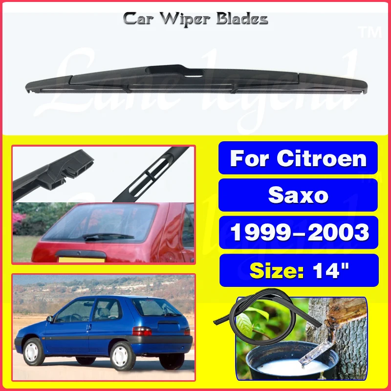 

Car Rear Windshield Wiper Blades Brushes For Citroen Saxo 1999 2000 2001 2002 2003 Back Windscreen Auto Accessories 14"