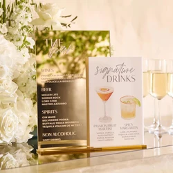 Acrylic Bar Sign,Signature Drink Sign,Wedding Drink Sign,His and Hers Signature Drinks,Gold Mirror Bar Sign,Acrylic Bar Menu
