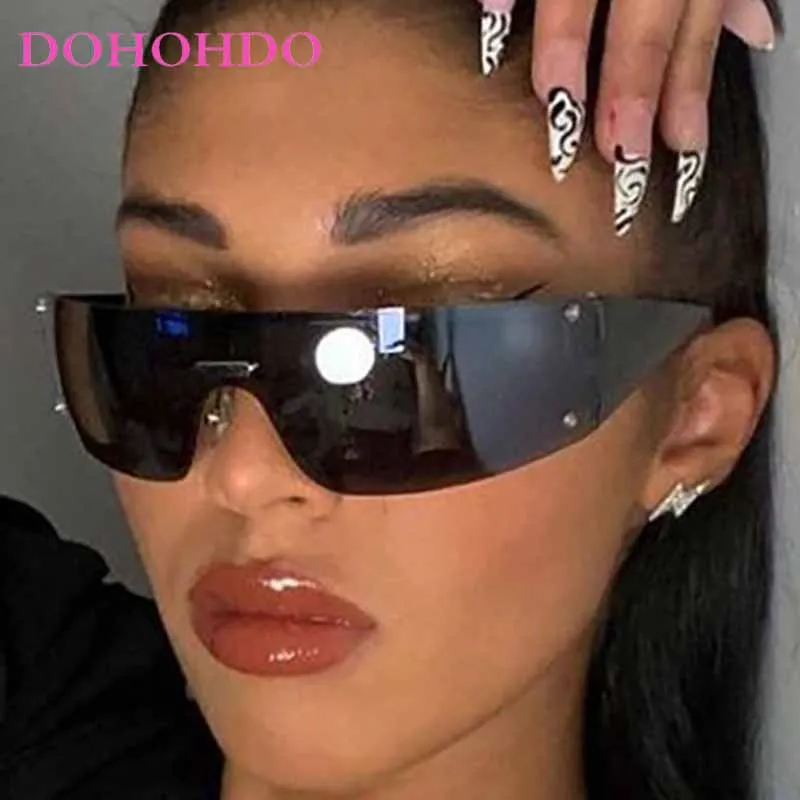 

Punk Y2K Luxury Designer Rimless Fashion Sunglasses Women Men Outdoor Sports Driving Cycling Traveling Windproof Goggles UV400