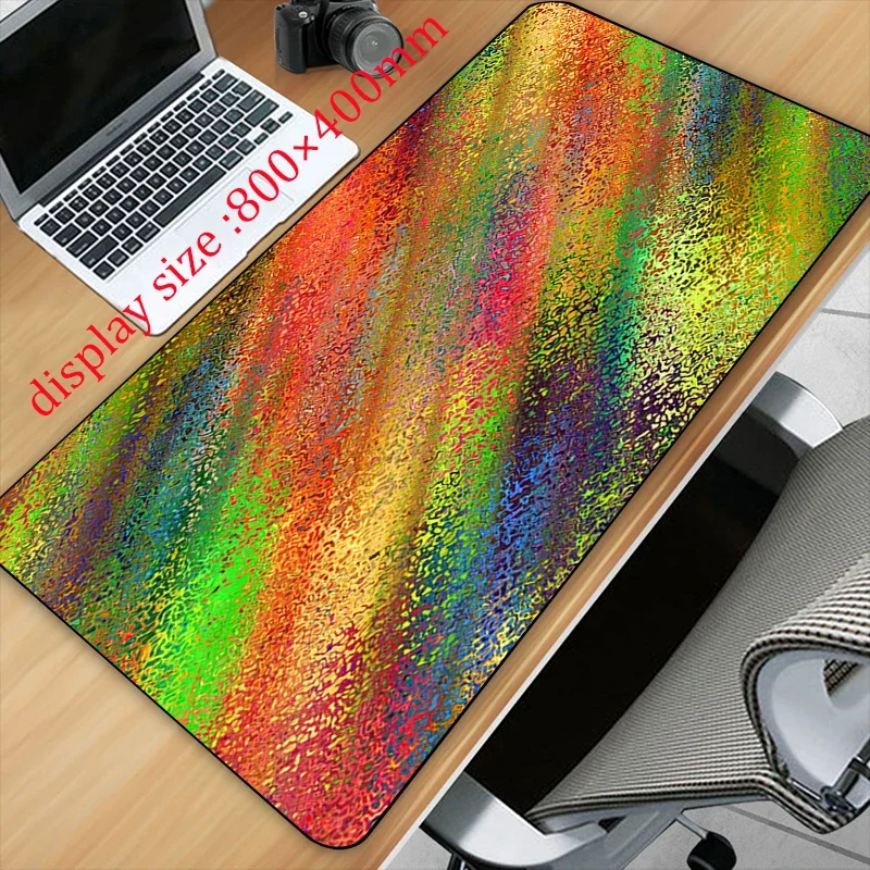 Checked Stripe Colour Art HD Printing XXL Mouse Pad Gaming Accessories Hot Large Computer Lock Edge Keyboard Mat Anime Cartoon