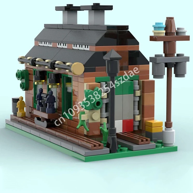 

277pcs MOC Old Train Engine Shed Mini Build Building Blocks Children's Christmas toy Gift Creative Hands-on ability up