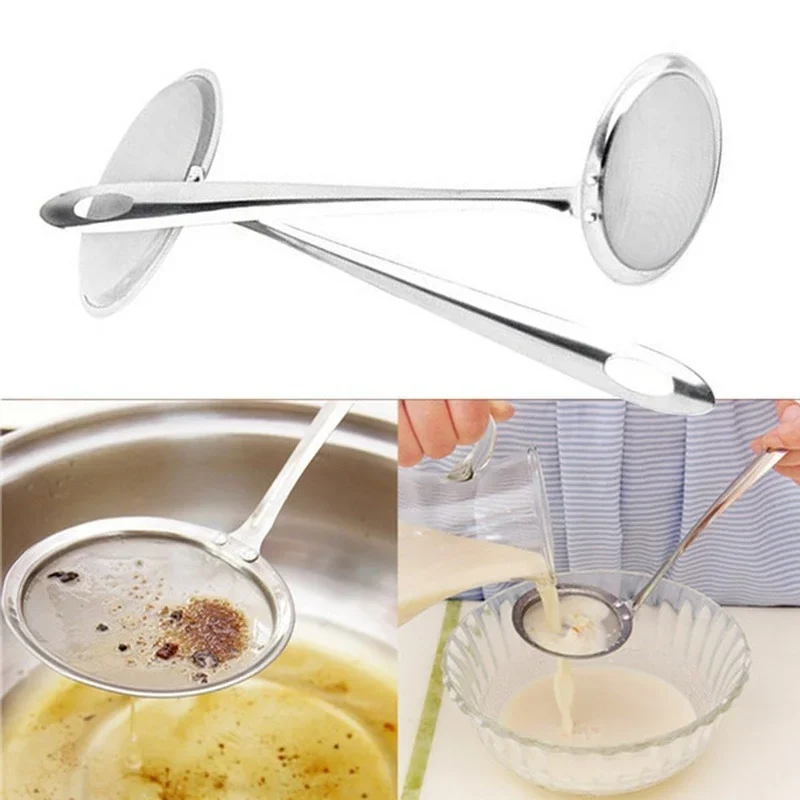 High Quality Stainless Steel Fine Mesh Colander Hot Pot Filter Soup Skimmer Spoon Mesh Percolator Strainer Fat Oil Skim Grease