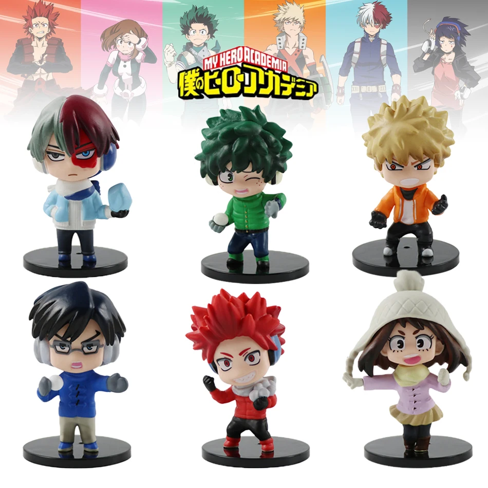 My Hero Academia 6 Stück süße Ver. Midoriya All Might Bakugou Shoto Ochaco PVC Action Figure Boku no Hero Gift Doll Model 8-10cm