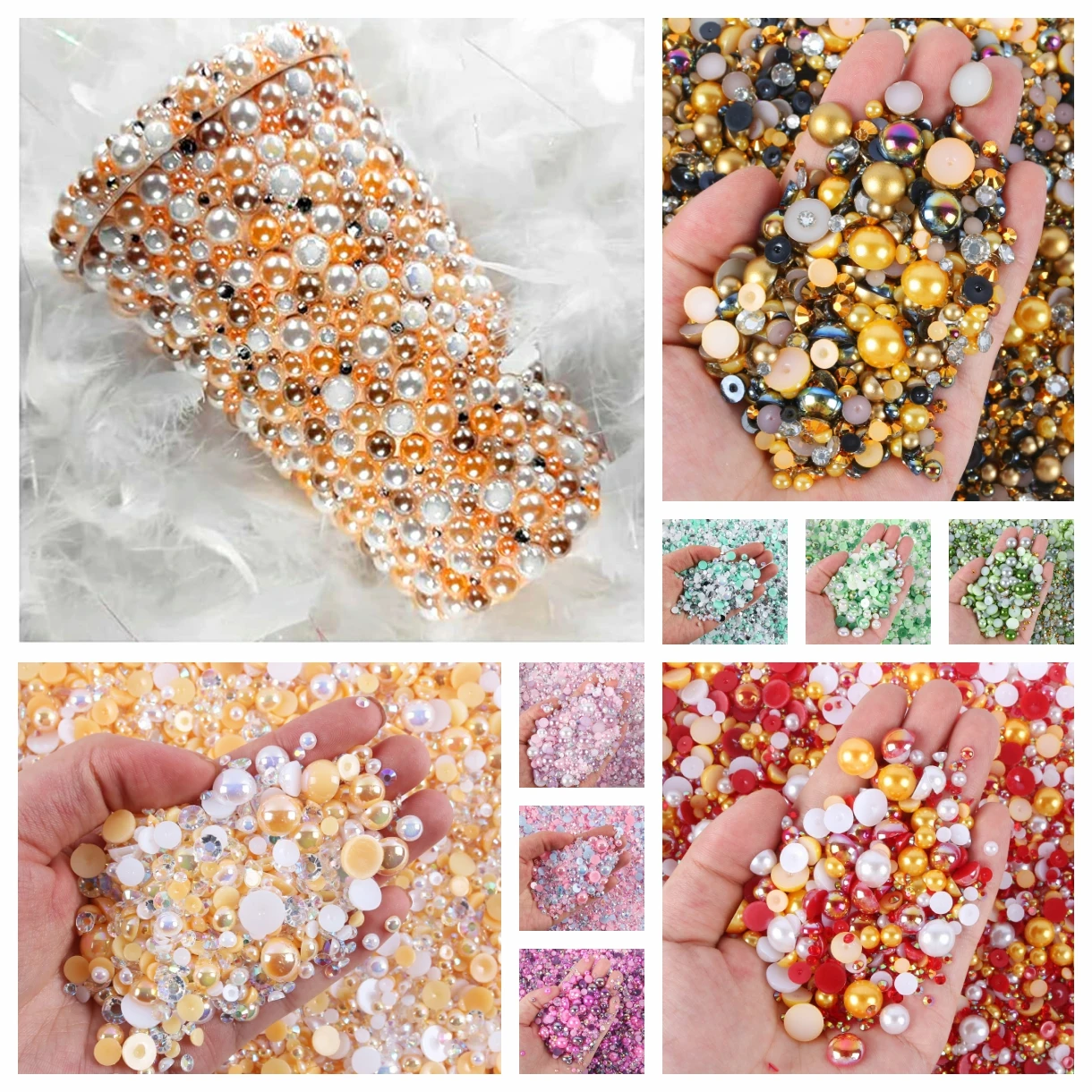 Mix Resin Rhinestone Pearls for Clothing Decorations Glitter Nail Gems Glue on Flatback Crystal Pearls DIY Decor Accessories