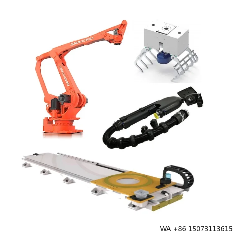 4-Axis Handling Robotic Arm with Gripper, Linear Guide Rail and Protective Dress Pack for Palletizing Solutions