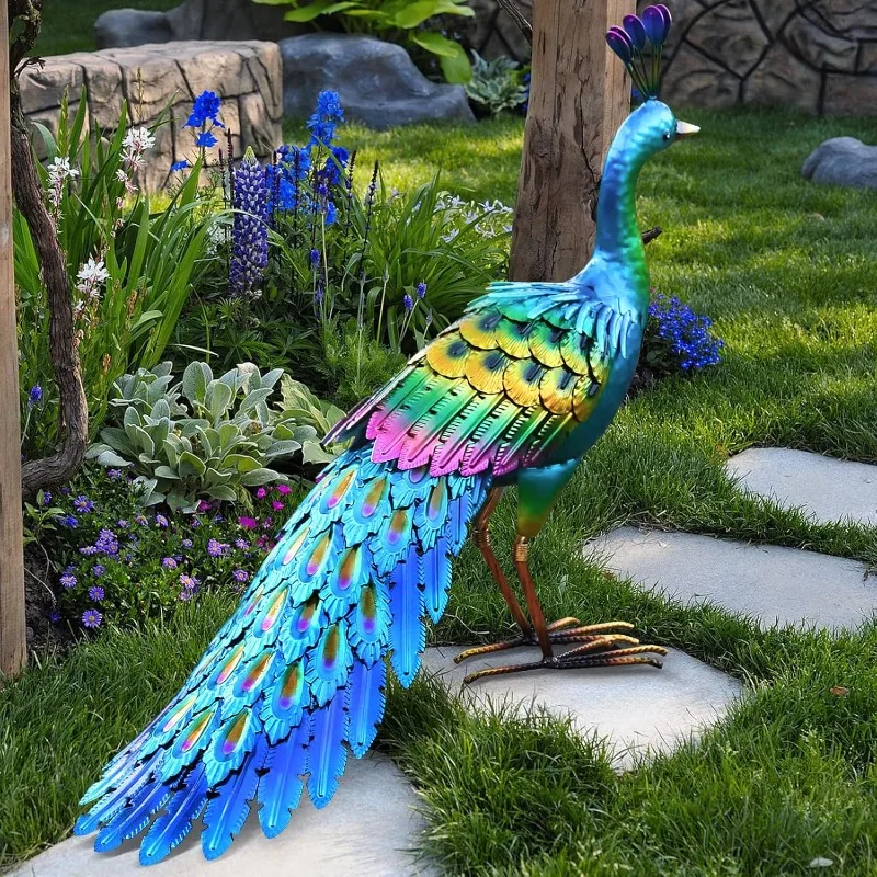 

Peacock Statue Garden Decor Metal Peacock Yard Art Lawn Decoration Outdoor Sculpture Housewarming Birthday Gifts