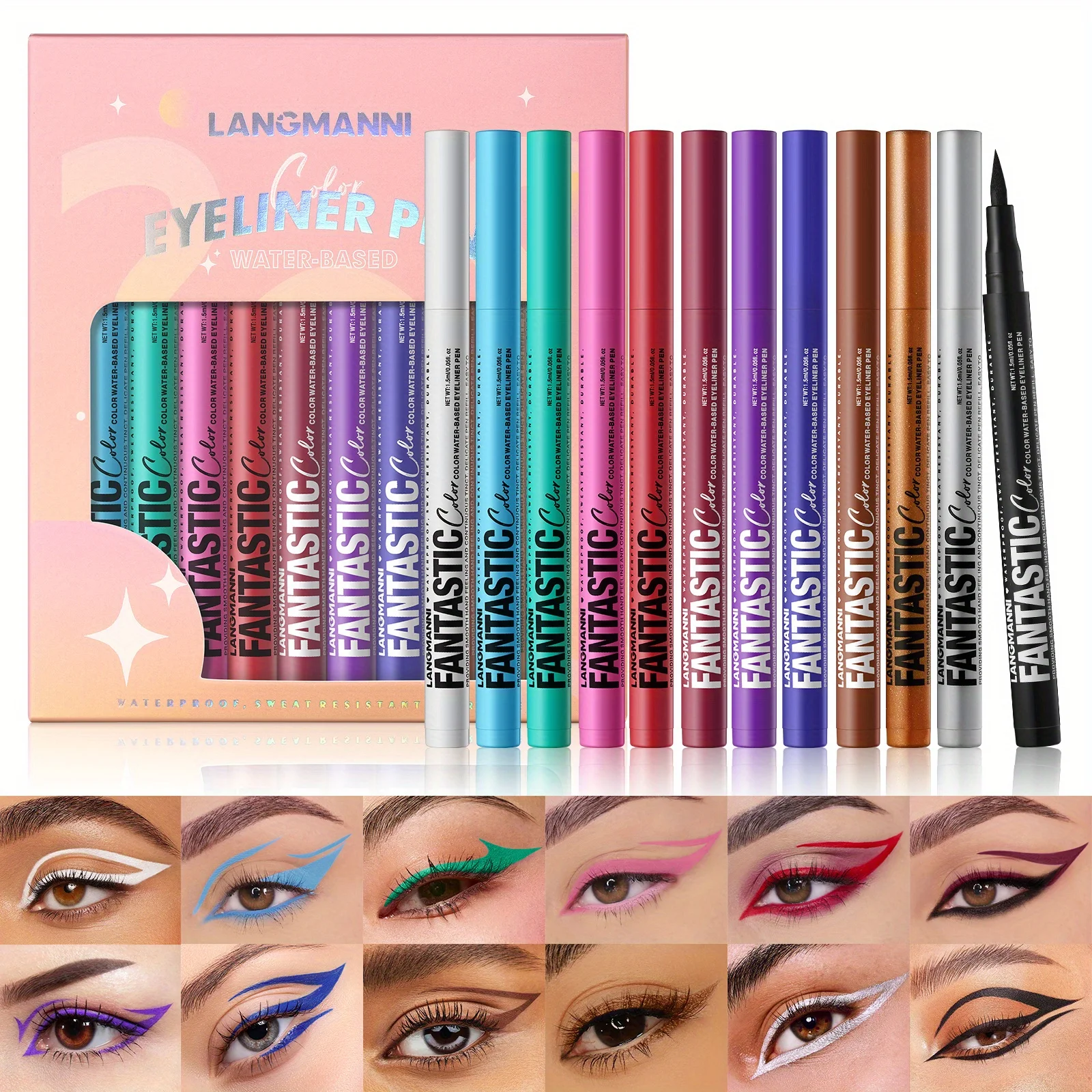 

12-color eyeliner waterproof, quick-drying, oil-proof and non-smudging long-lasting eyeliner eyeliner set