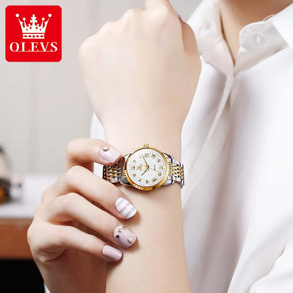 OLEVS Automatic Mechanical Watch for Women Luxury Top Brand Ladies Wristwatch Waterproof Luminous Stainless Steel Girls Watches