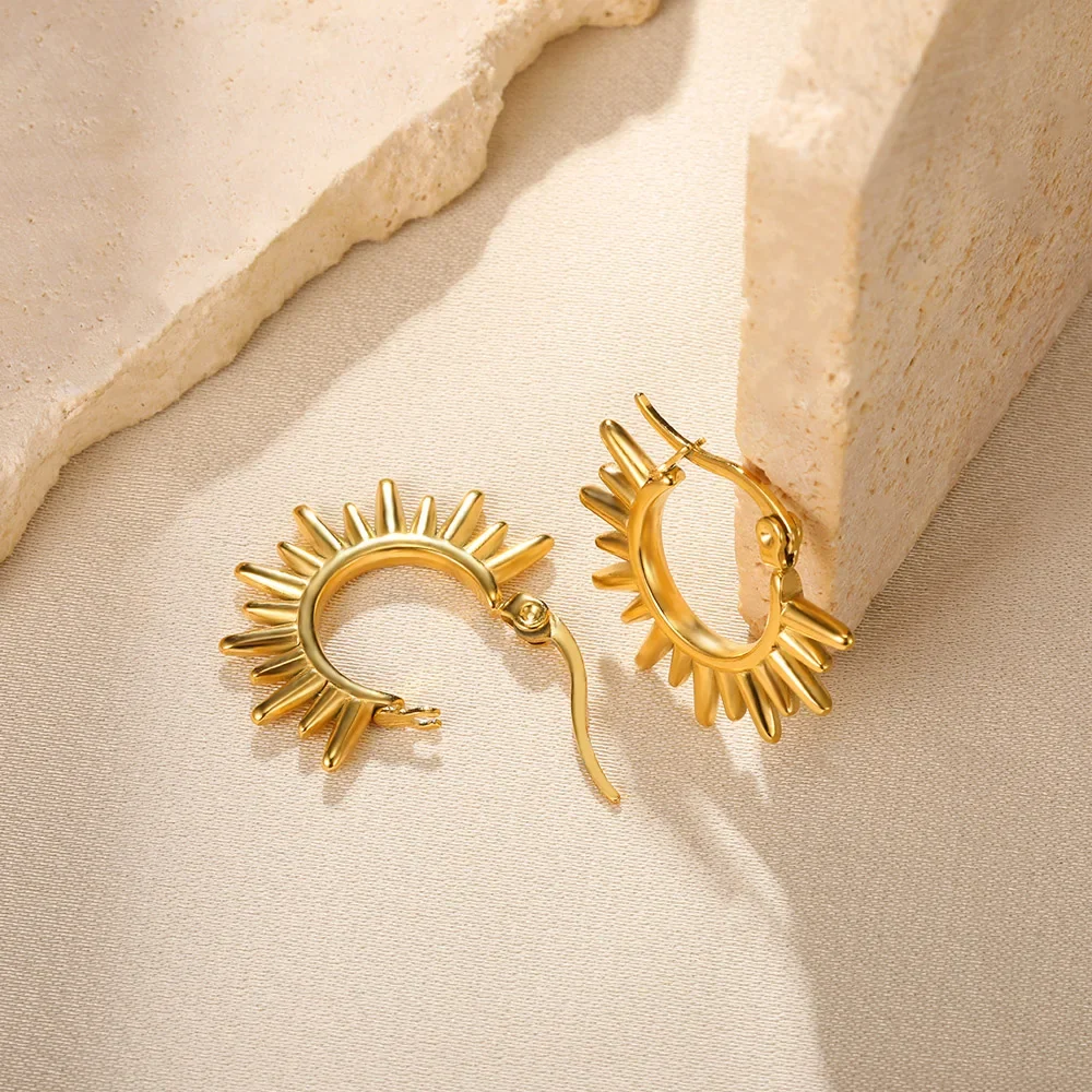 Pendientes redondos de aro de acero inoxidable para mujer, aretes simples de Color dorado, joyería para Piercing en la oreja resistente al agua,
