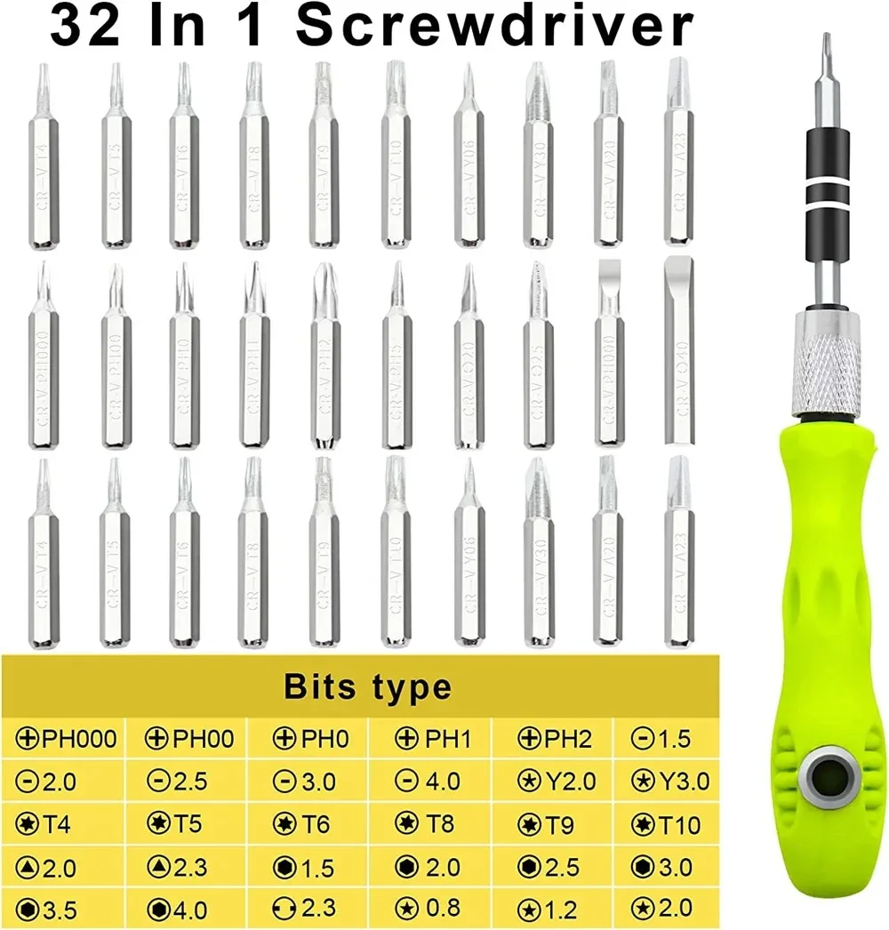 16/32pcs Motorcycle Repair Screwdriver Set Precision Mini Magnetic Screwdriver Bits Kit Phone Mobile IPad Camera Maintenance