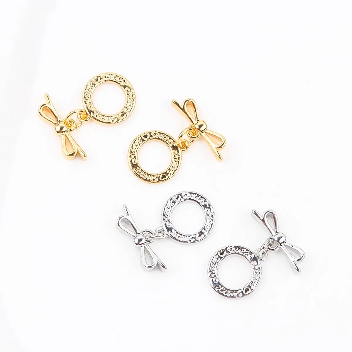 

18K Real Gold Plated English Round Bad Bow Stick OT Buckle Necklace Bracelet Connecting Buckle Tail Buckle DIY Accessories