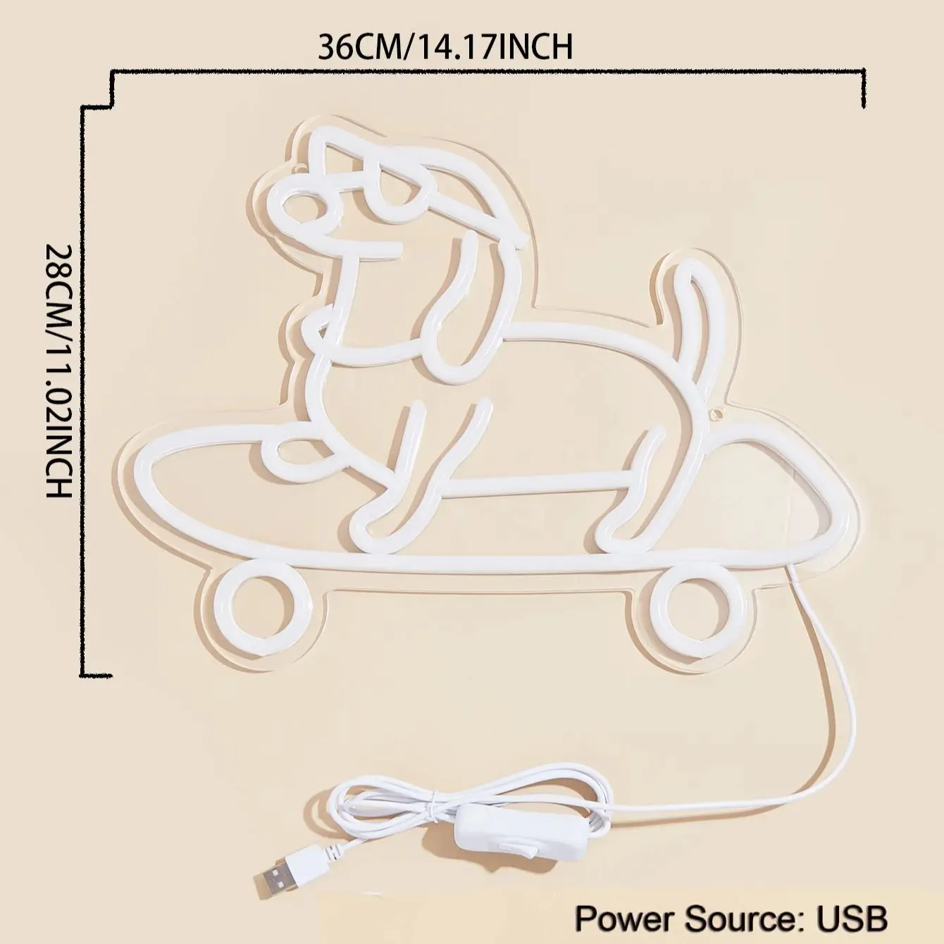 Chi-ซื้อ LED Neon สเก็ต Dachshund USB Powered ป้ายนีออน Night Light 3D Wall Art ห้องนอนตกแต่งห้องโคมไฟป้ายของขวัญวันเกิด