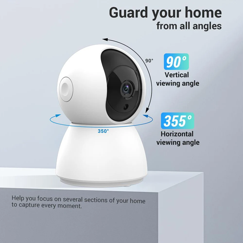 TALLPOWER C23 Indoor Surveillance Camera, Ultra HD 2K, 2.4GHz WiFi, Night Vision, Auto Tracking Infrared LED, 360° Pan & Tilt