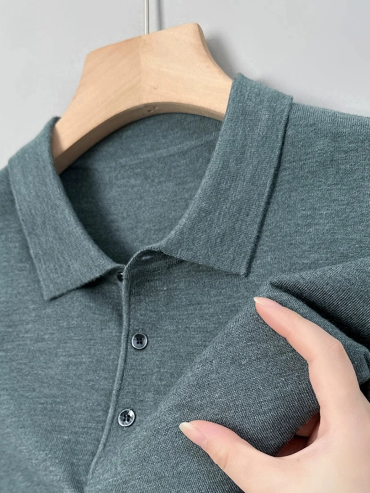 

Men's Long Sve Knitted Wool T-irt Casual irt Thin Leisure Upper Apparel for Middle-Aged Autumn Winter Dad Collar