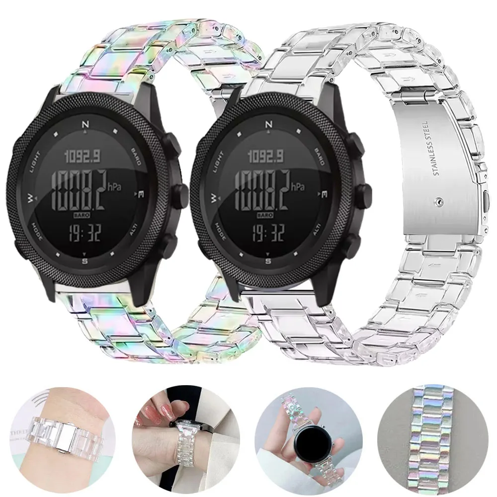 Цветной прозрачный ремешок для часов 22 мм для NORTH EDGE APACHE-46, сменный ремешок из чистой смолы для APACHE-46, модный браслет Correa