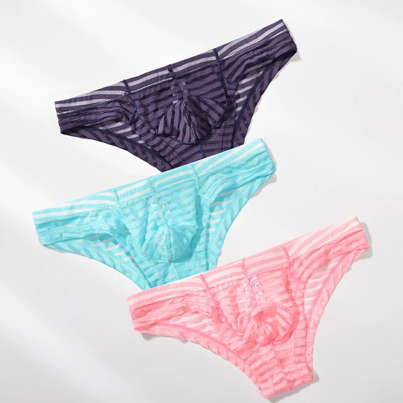 

Male Underwear Mesh Gauze Transparent Briefs Men Sexy Brief Hombre Masculina Cueca Underpants Thin Low Waist Mens Panties