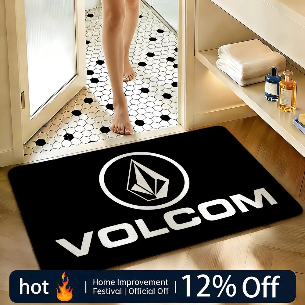 Weicher, saugfähiger, rutschfester Teppich mit Markenlogo V-Volcom, Bodenmatte, Heimdekoration, Fußmatte, Schlafzimmer-Bodenmatte, Duschvorleger