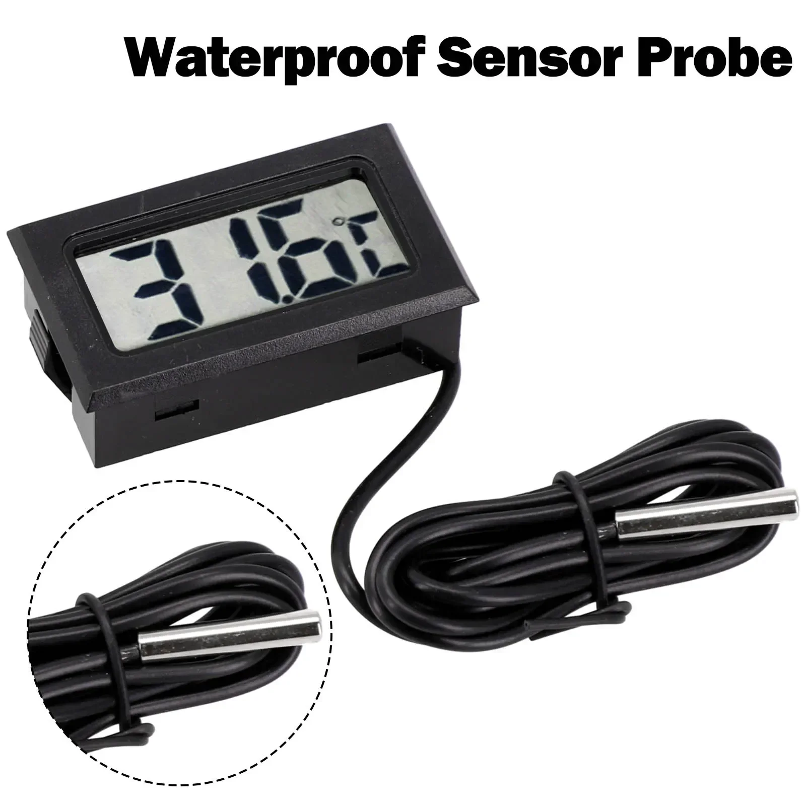 Digital LCD Thermometer with Waterproof Probe Temperature Meter for Refrigerated Cabinets and Display Counters