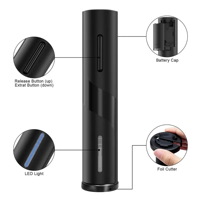 

Автоматическая открывалка для бутылок - электрическая, из нержавеющей стали, с алмазной кнопкой - портативная открывалка для вина