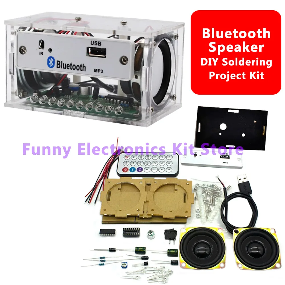 DIY White Stereo Bluetooth Speaker Kit - Electronic Soldering Project for Learning And Practice Teaching Electronics