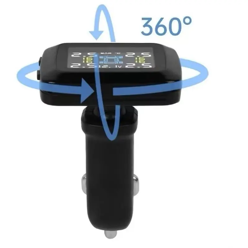 Car TPMS Tire Pressure Monitoring System Alarm Cigarette Lighter Tyre Air Meter Gauge Temperature Warning With 4 Sensors
