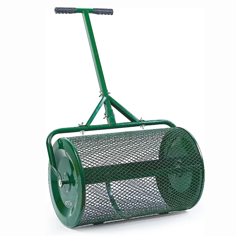 Push-Pull Boom Spreader for Fertilizer Application Lawn, Garden, and Forestry Roller for Soil Surface Mulching and Compost Appli