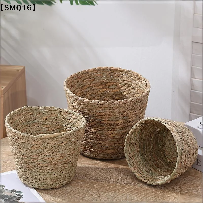 1Pcs Planter Basket Flower Pot Basket Rattan Straw Grass Woven Flowerpot Mini/S/M/L Furniture Decor For Garden Terraces【SMQ】