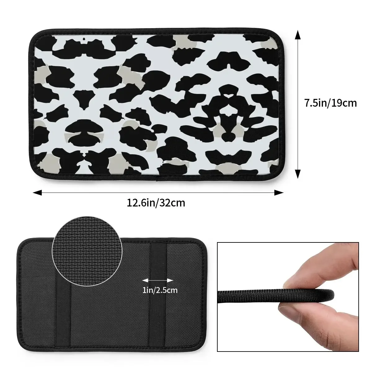 Leather Center Console Cover Pad Auto Interior Accessories Chic Snow Leopard Print Car Arm Rest Cover Mat Storage Box Cover