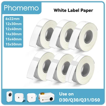 Phomemo 3 Rotoli Q30 Adesivo Bianco Etichetta Adesiva di Carta Impermeabile Bianco Anti-Olio Per Q30 D30 Mini Nastro Stampante Termica Portatile