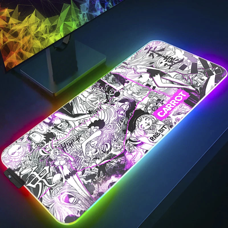 

90x40cm LED Mouse Pad one piece Carrot Computer keyboard Backlight Carpet Large Gaming Accessories RGB Mousepad PC Game Desk Mat